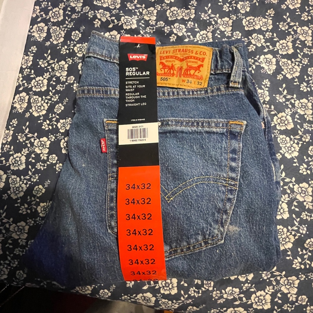 Levi's 505 Regular Fit Straight Blue Jeans